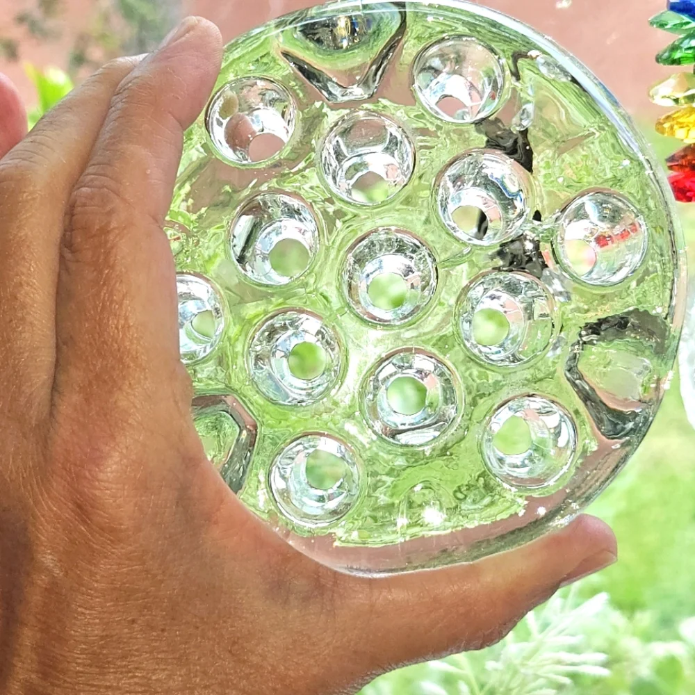 Flower Frog Glass Vintage Lot Of 2 Floral Flower Placement For Vase A+ Condition - Picture 4 of 9